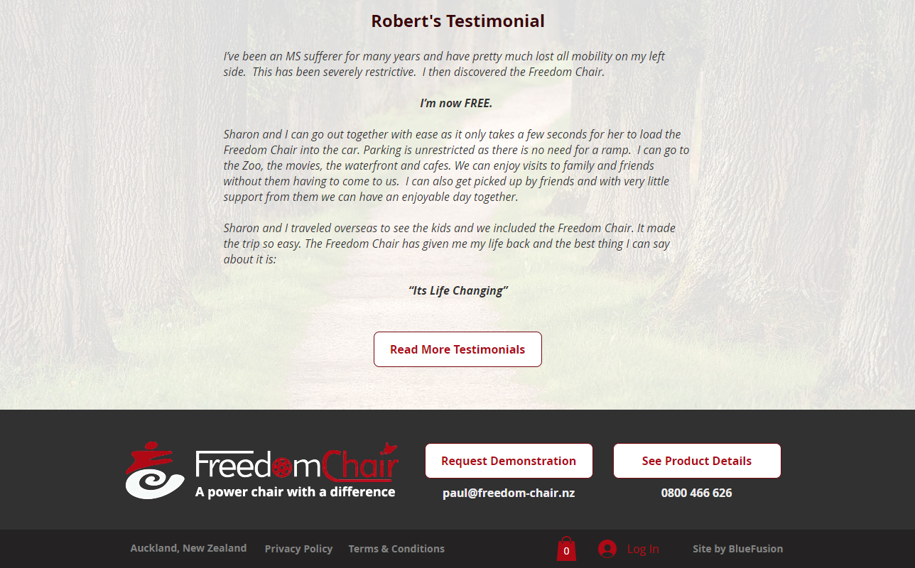 Customised per page Testimonial Footer