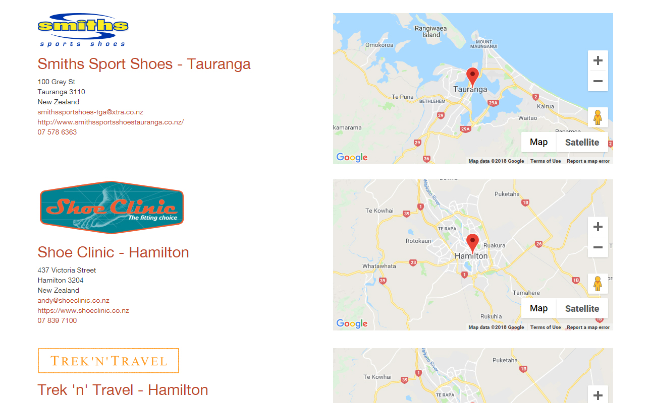 Stockists listings