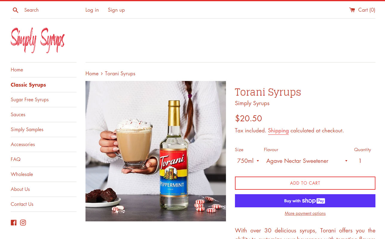 Simply Syrups - Product Page